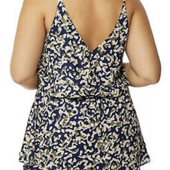 Rebel Wilson Womens High/low Tank Top Navy Camo - Picture 3 of 9